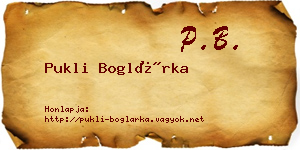 Pukli Boglárka névjegykártya